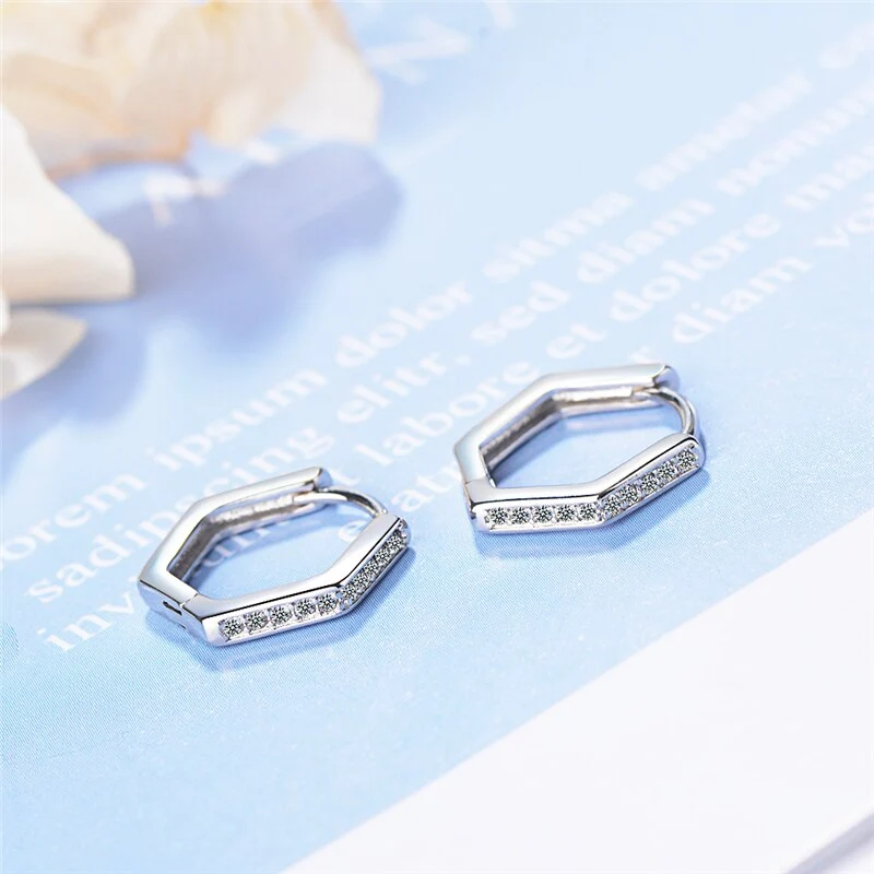 1 Paar Creolen aus 925 sterling Silber Ohrringe Ohrschmuck Zirkonia Ohrstecker