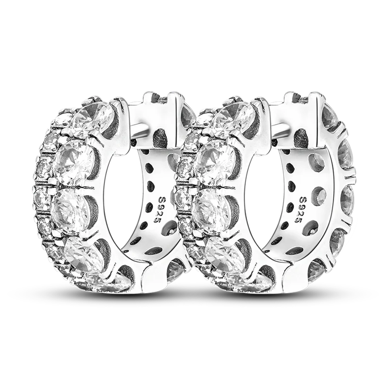 1 Paar Creolen aus 925 sterling Silber Ohrringe Ohrschmuck Zirkonia Ohrstecker