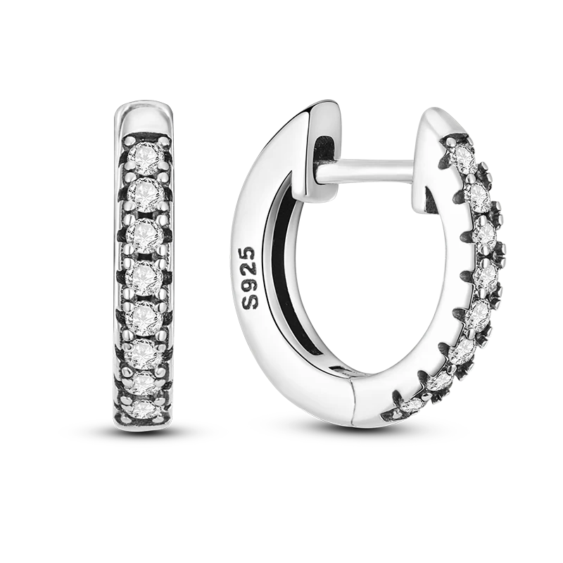 1 Paar Creolen aus 925 sterling Silber Ohrringe Ohrschmuck Zirkonia Ohrstecker