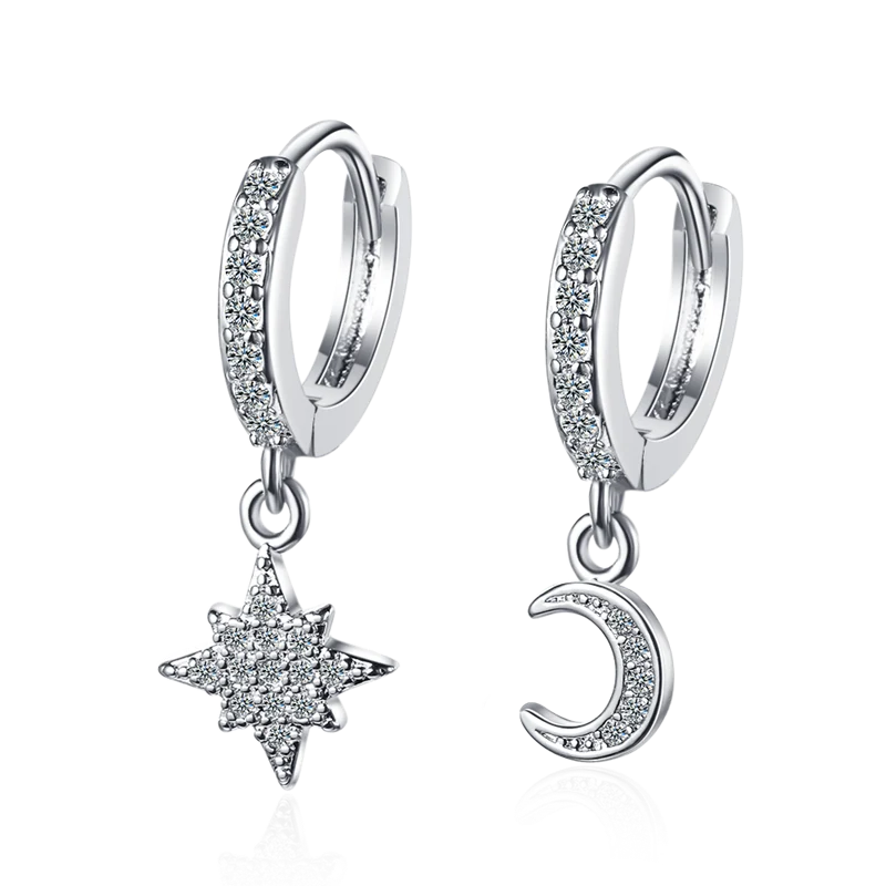 1 Paar Creolen aus 925 sterling Silber Ohrringe Ohrschmuck Zirkonia Ohrstecker