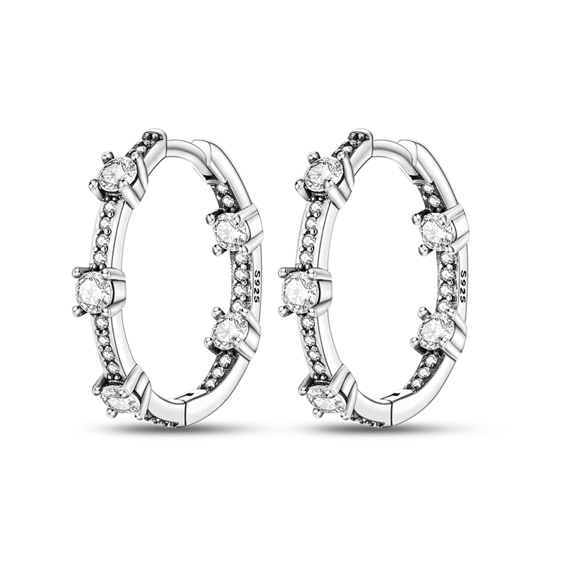 1 Paar Creolen aus 925 sterling Silber Ohrringe Ohrschmuck Zirkonia Ohrstecker