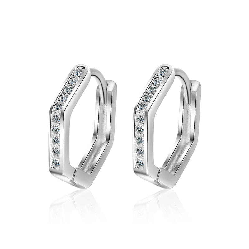 1 Paar Creolen aus 925 sterling Silber Ohrringe Ohrschmuck Zirkonia Ohrstecker