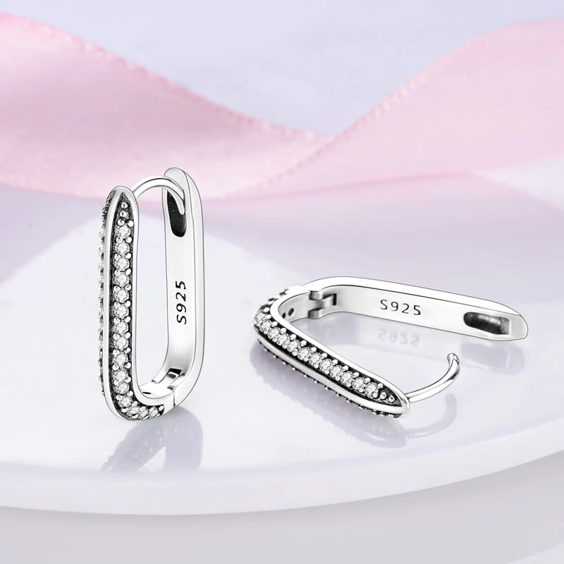 1 Paar Creolen aus 925 sterling Silber Ohrringe Ohrschmuck Zirkonia Ohrstecker
