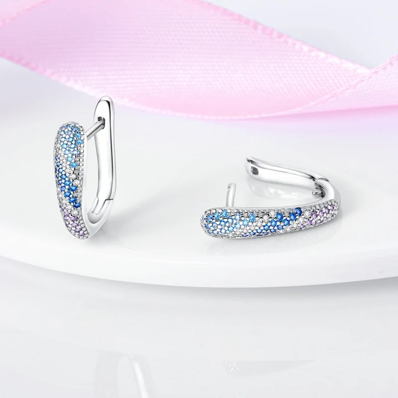 1 Paar Creolen aus 925 sterling Silber Ohrringe Ohrschmuck Zirkonia Ohrstecker