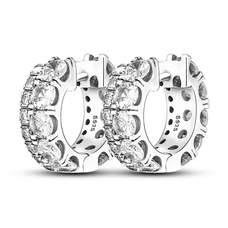 1 Paar Creolen aus 925 sterling Silber Ohrringe Ohrschmuck Zirkonia Ohrstecker