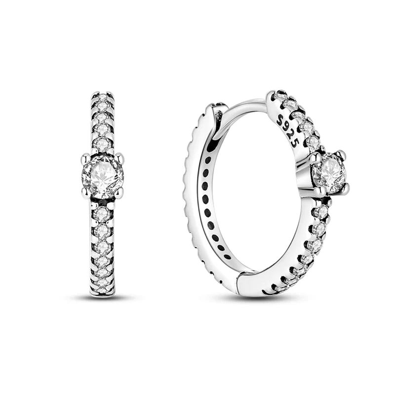 1 Paar Creolen aus 925 sterling Silber Ohrringe Ohrschmuck Zirkonia Ohrstecker