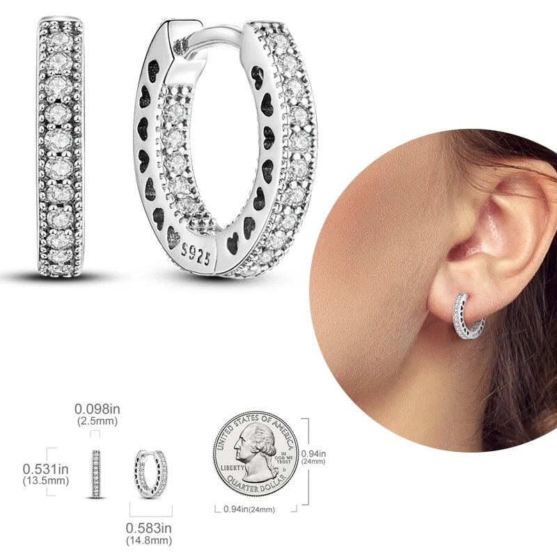 1 Paar Creolen aus 925 sterling Silber Ohrringe Ohrschmuck Zirkonia Ohrstecker