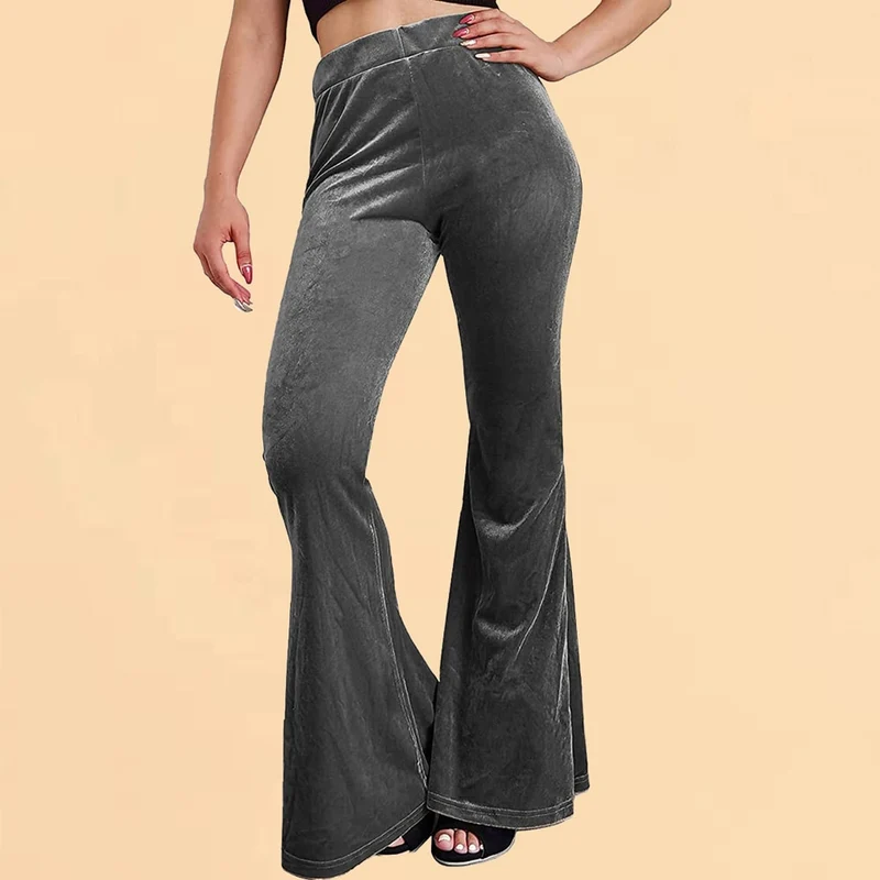 Damen Yoga Hose Bootcut Hüftjeans Samt Schlaghose Hip Retro Flared Leggins
