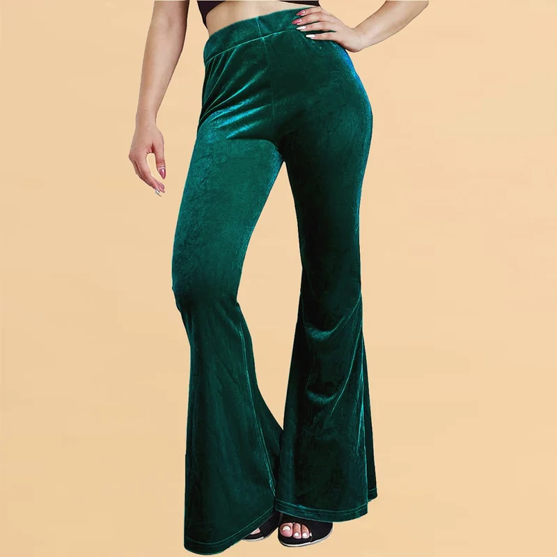 Damen Yoga Hose Bootcut Hüftjeans Samt Schlaghose Hip Retro Flared Leggins