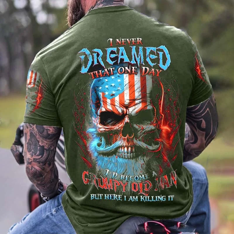 Herren Metal Skull Horror 3D T-Shirt Rundhals Unisex Sommer Streetwear