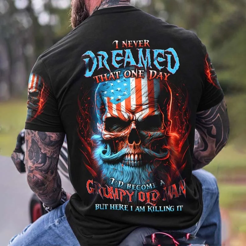 Herren Metal Skull Horror 3D T-Shirt Rundhals Unisex Sommer Streetwear
