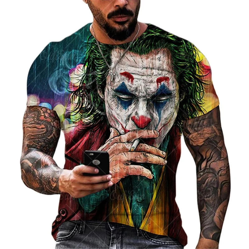 Herren Fashion Vintage Joker 3D T-Shirt Rundhals Unisex Sommer Streetwear