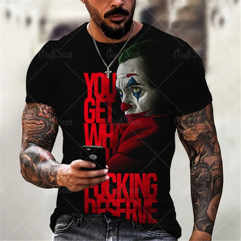 Herren Fashion Vintage Joker 3D T-Shirt Rundhals Unisex Sommer Streetwear