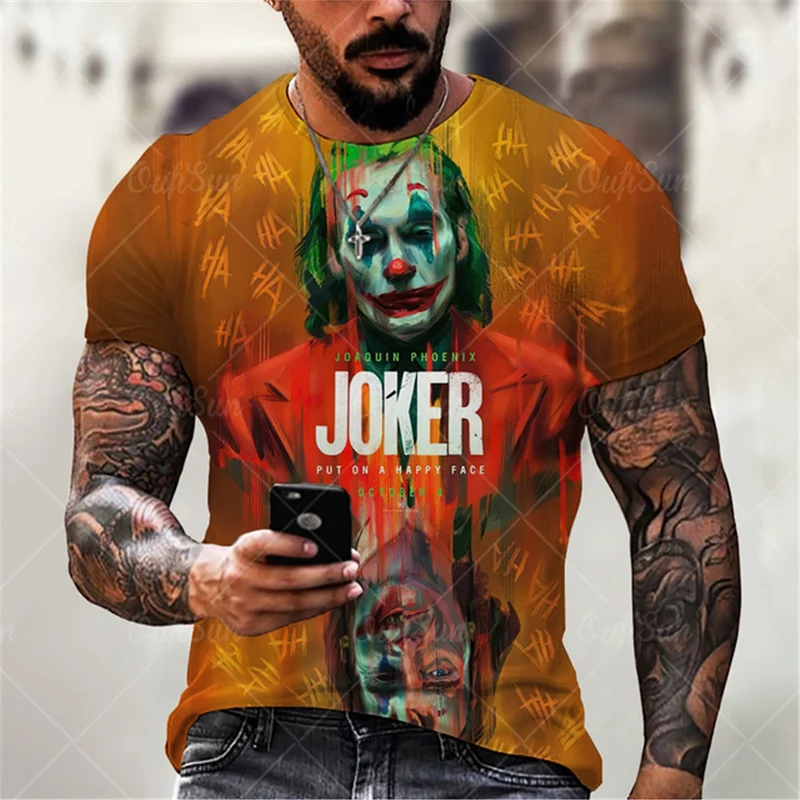 Herren Fashion Vintage Joker 3D T-Shirt Rundhals Unisex Sommer Streetwear