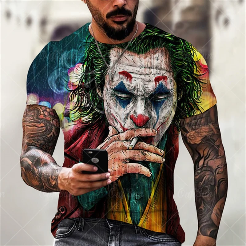 Herren Fashion Vintage Joker 3D T-Shirt Rundhals Unisex Sommer Streetwear
