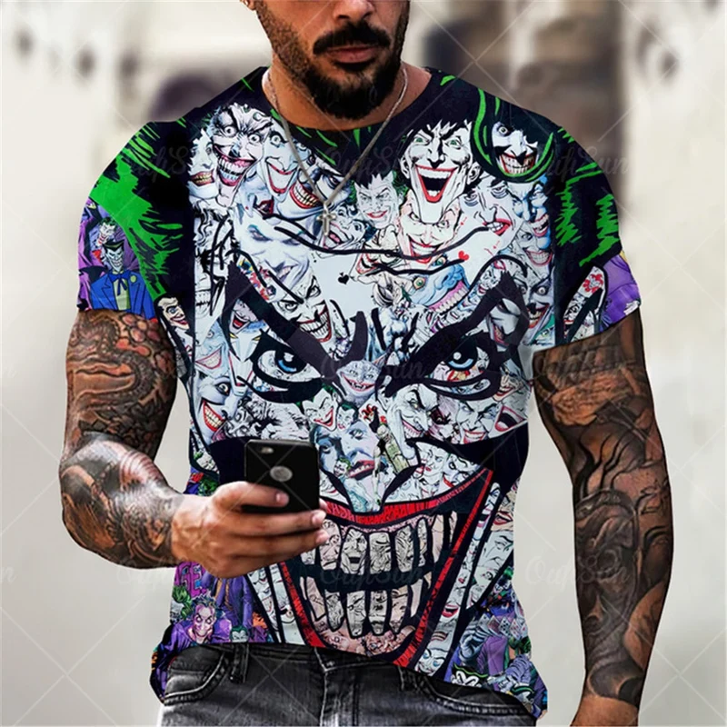 Herren Fashion Vintage Joker 3D T-Shirt Rundhals Unisex Sommer Streetwear