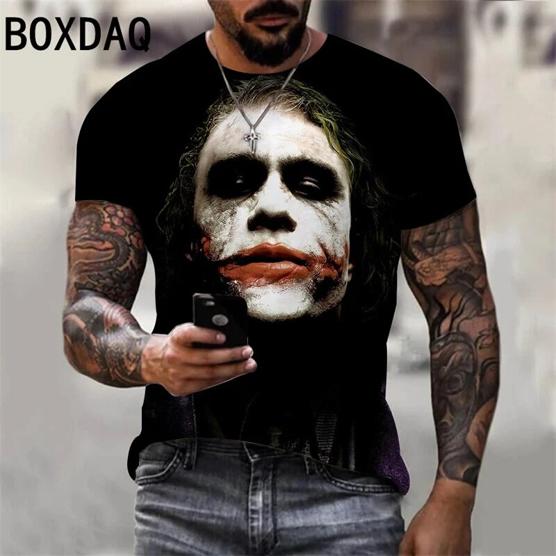 Herren Fashion Vintage Joker 3D T-Shirt Rundhals Unisex Sommer Streetwear