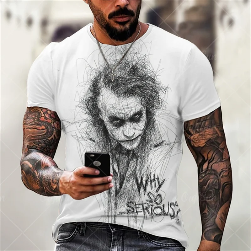 Herren Fashion Vintage Joker 3D T-Shirt Rundhals Unisex Sommer Streetwear