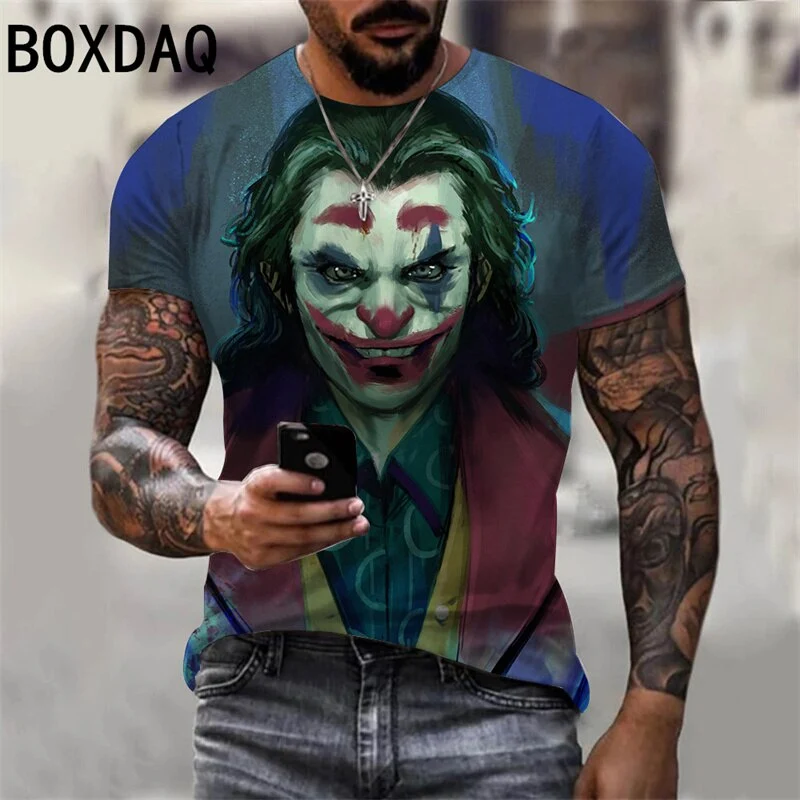 Herren Fashion Vintage Joker 3D T-Shirt Rundhals Unisex Sommer Streetwear