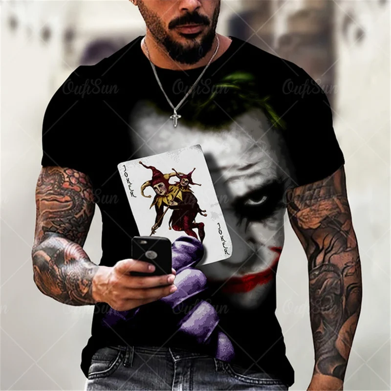Herren Fashion Vintage Joker 3D T-Shirt Rundhals Unisex Sommer Streetwear