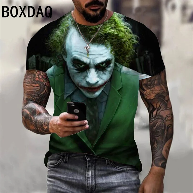 Herren Fashion Vintage Joker 3D T-Shirt Rundhals Unisex Sommer Streetwear