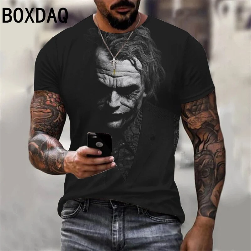 Herren Fashion Vintage Joker 3D T-Shirt Rundhals Unisex Sommer Streetwear