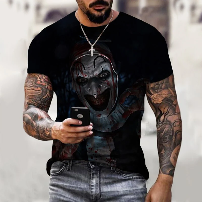 Herren Fashion Vintage Joker 3D T-Shirt Rundhals Unisex Sommer Streetwear