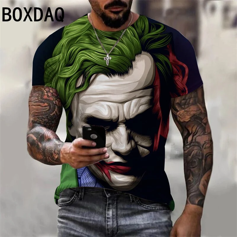 Herren Fashion Vintage Joker 3D T-Shirt Rundhals Unisex Sommer Streetwear