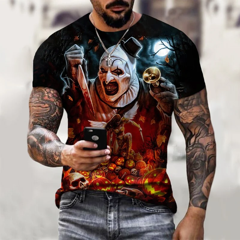 Herren Fashion Vintage Joker 3D T-Shirt Rundhals Unisex Sommer Streetwear