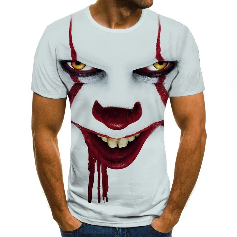 Herren Fashion Vintage Joker 3D T-Shirt Rundhals Unisex Sommer Streetwear