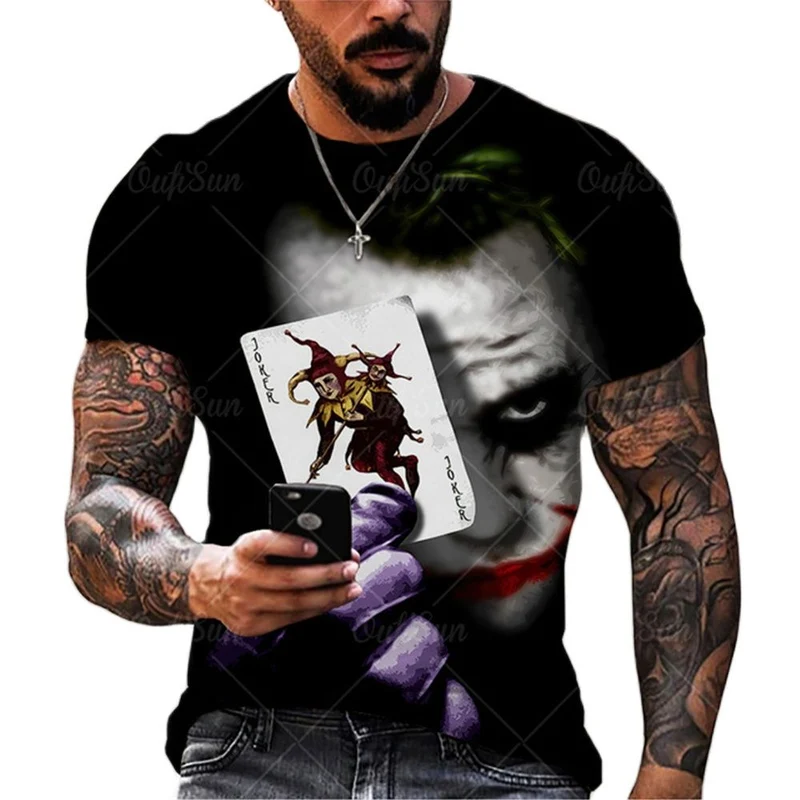 Herren Fashion Vintage Joker 3D T-Shirt Rundhals Unisex Sommer Streetwear