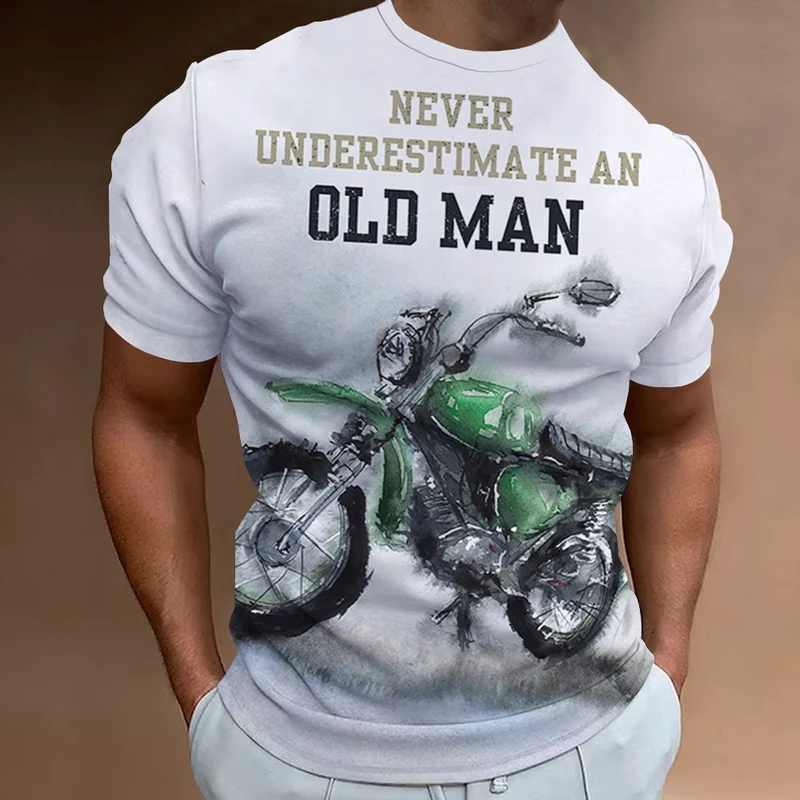 Herren Fashion Vintage Biker 3D T-Shirt Rundhals Unisex Sommer Streetwear