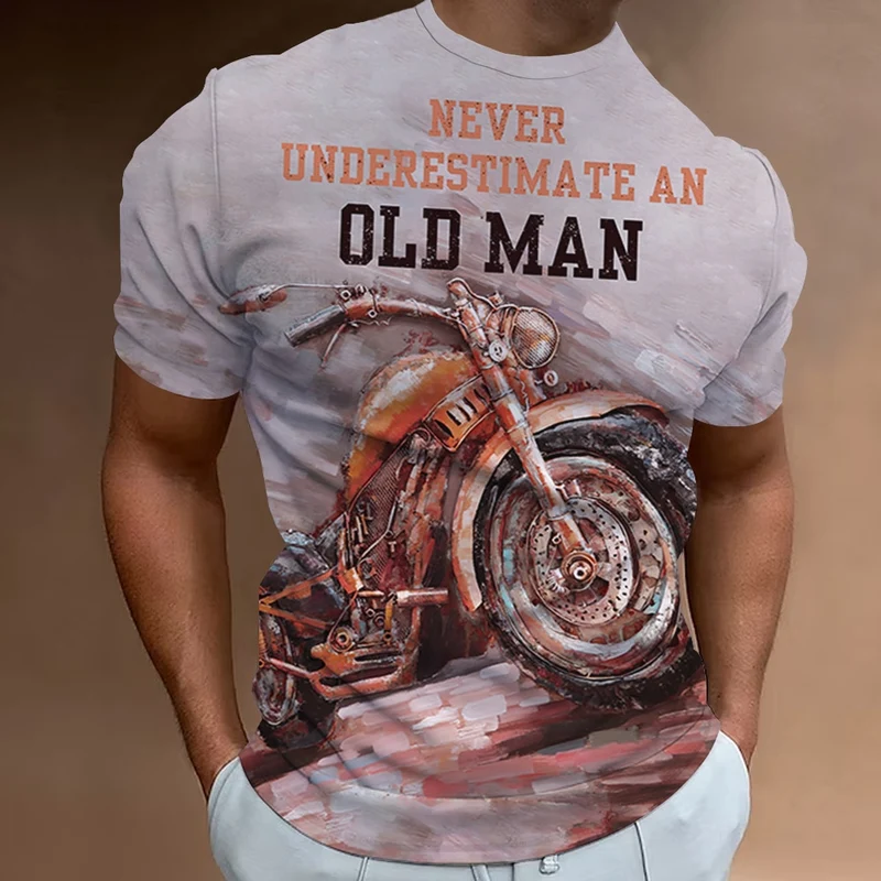Herren Fashion Vintage Biker 3D T-Shirt Rundhals Unisex Sommer Streetwear