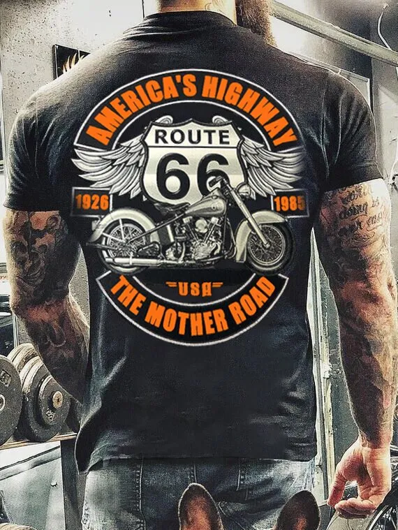 Herren Fashion Vintage Biker 3D T-Shirt Rundhals Unisex Sommer Streetwear