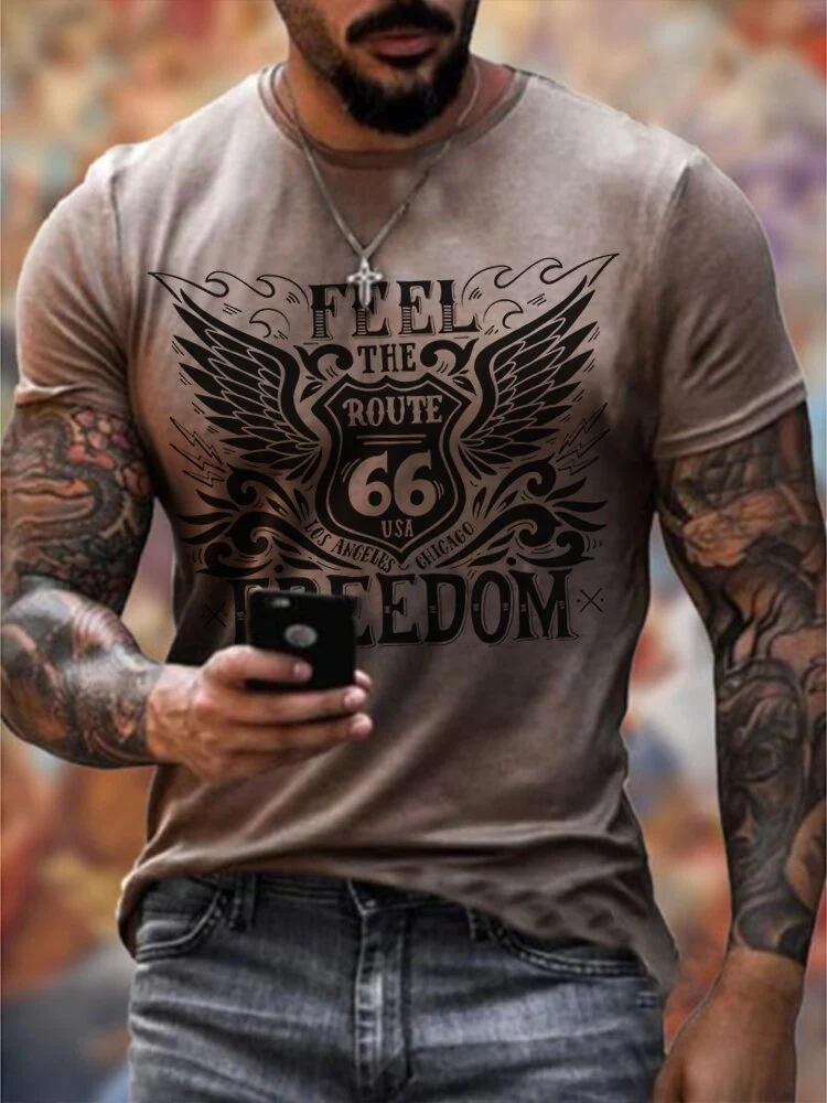 Herren Fashion Vintage Biker 3D T-Shirt Rundhals Unisex Sommer Streetwear