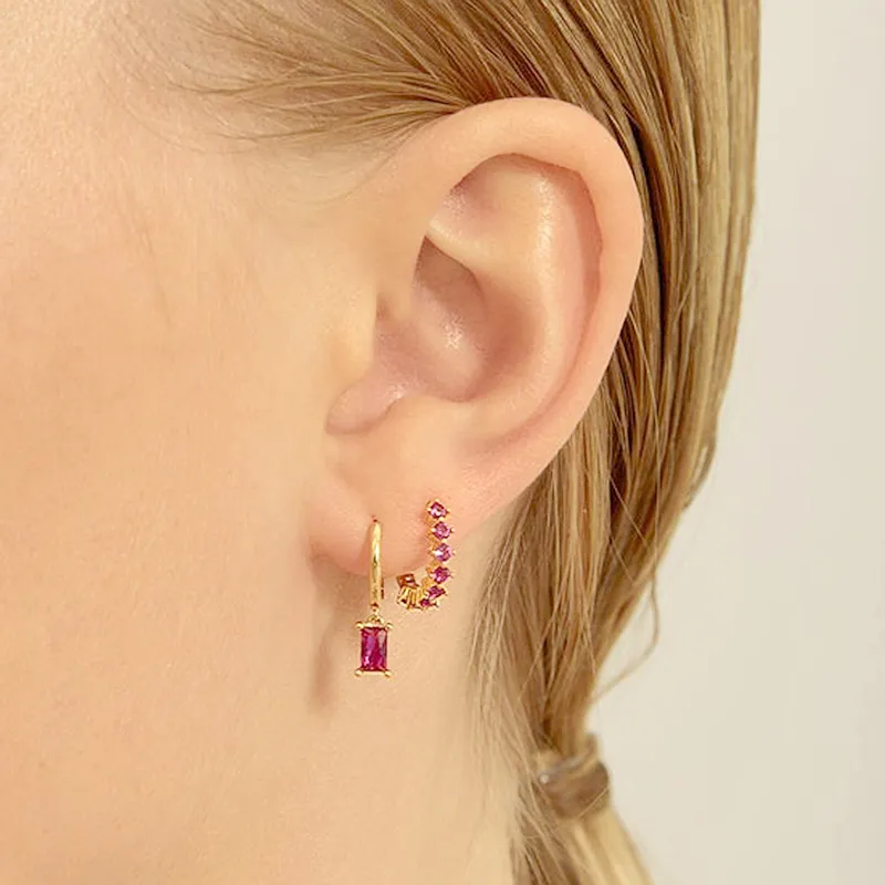 1 Paar Creolen aus 925 sterling Silber Gold Ohrringe Zirkonia Ohrstecker