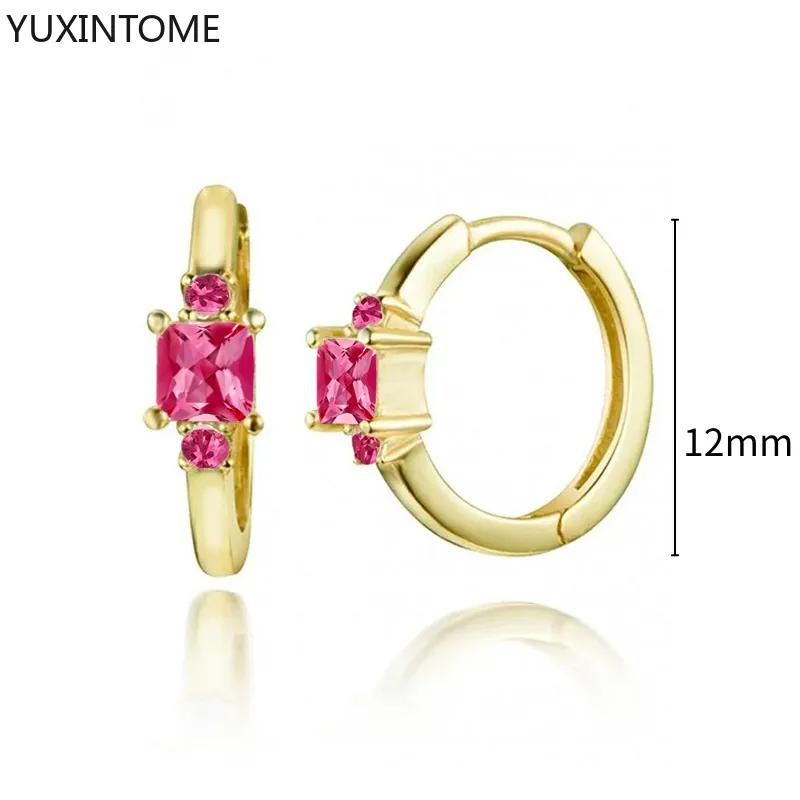 1 Paar Creolen aus 925 sterling Silber Gold Ohrringe Zirkonia Ohrstecker