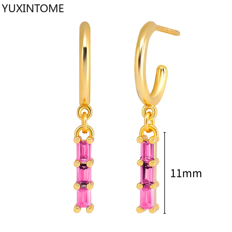 1 Paar Creolen aus 925 sterling Silber Gold Ohrringe Zirkonia Ohrstecker