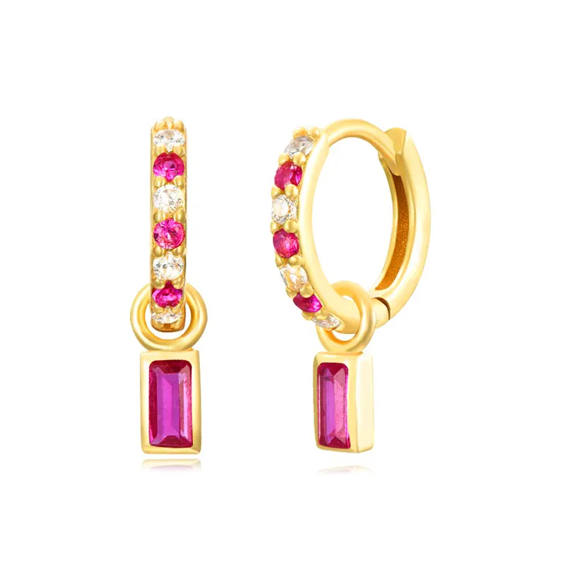 1 Paar Creolen aus 925 sterling Silber Gold Ohrringe Zirkonia Ohrstecker