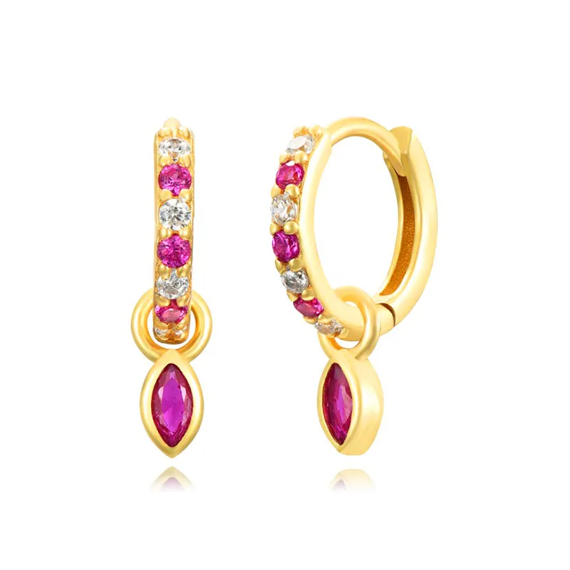1 Paar Creolen aus 925 sterling Silber Gold Ohrringe Zirkonia Ohrstecker