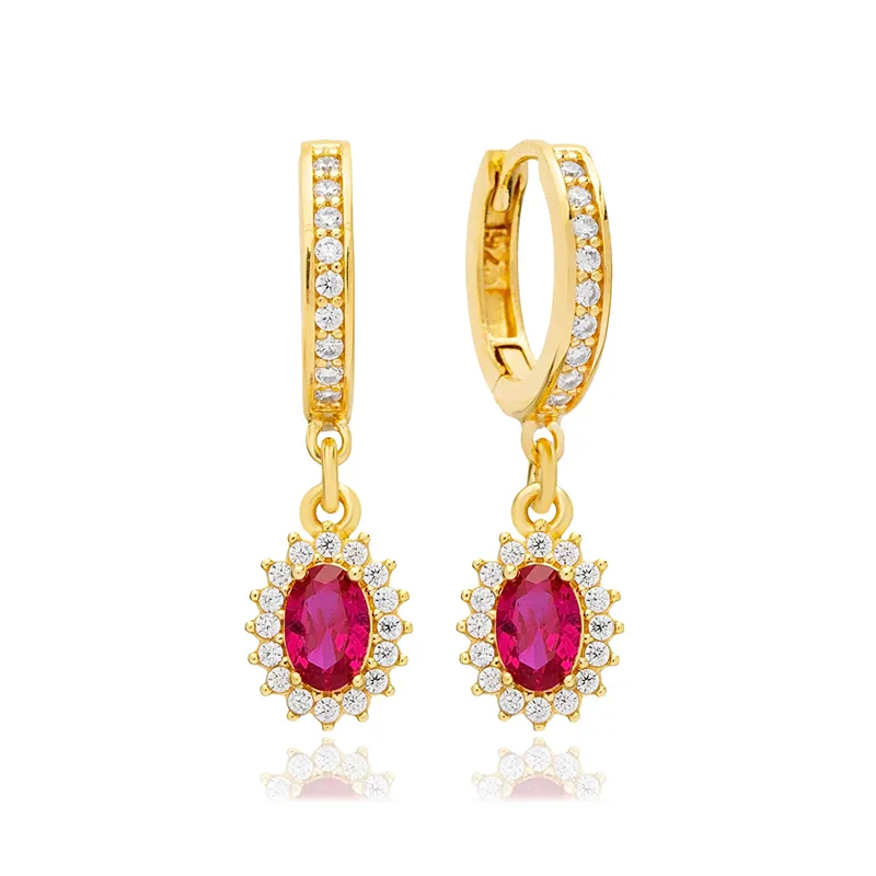 1 Paar Creolen aus 925 sterling Silber Gold Ohrringe Zirkonia Ohrstecker