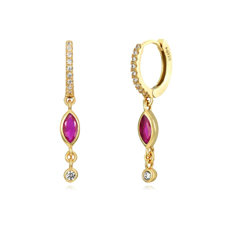 1 Paar Creolen aus 925 sterling Silber Gold Ohrringe Zirkonia Ohrstecker