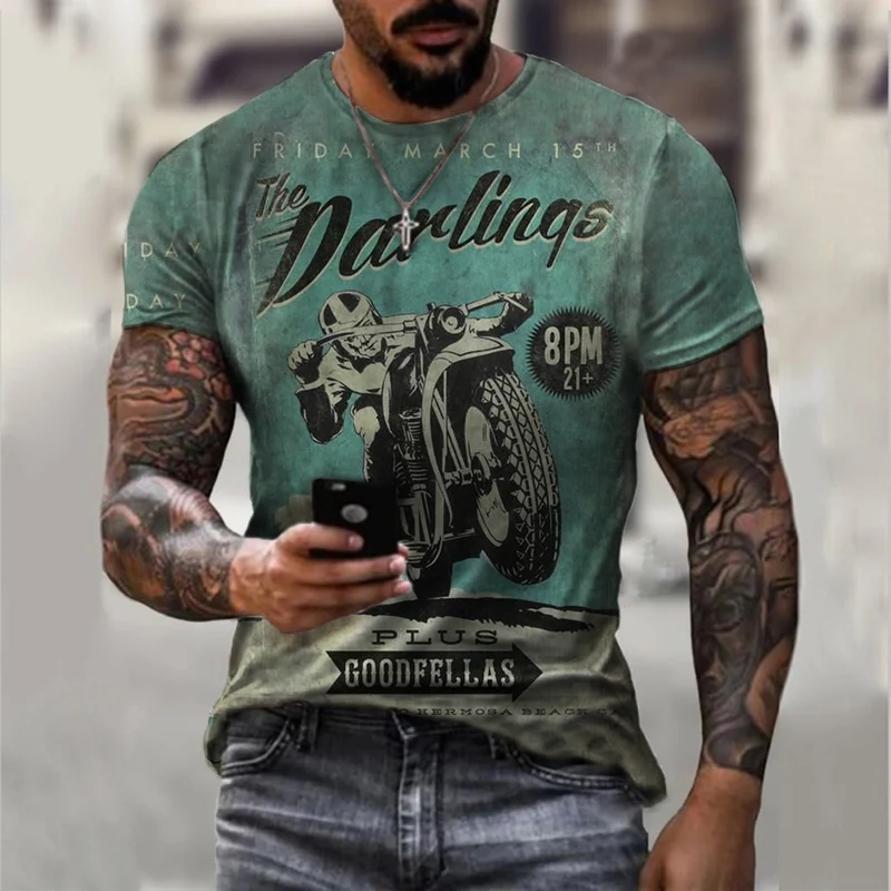 Herren Fashion Vintage 3D T-Shirt Rundhals Unisex Sommer Streetwear