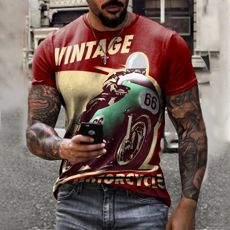Herren Fashion Vintage 3D T-Shirt Rundhals Unisex Sommer Streetwear