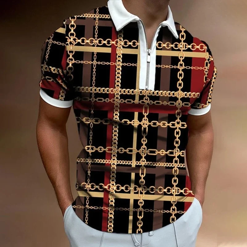 Herren Poloshirt POLO Shirt Zip Kontrast Kragen Kurzarm Slim Fit Hemd Polohemd