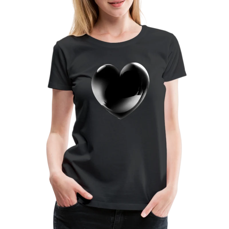Damen Sommer Top 3D Herz T-Shirt Rundhals Streetwear lockeres Damentop