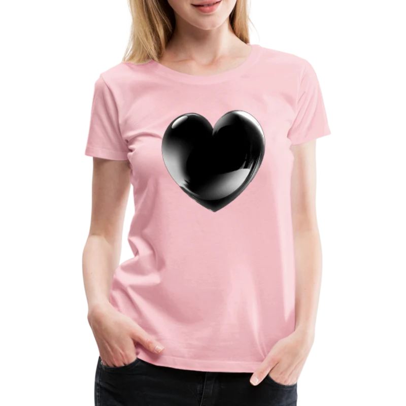 Damen Sommer Top 3D Herz T-Shirt Rundhals Streetwear lockeres Damentop