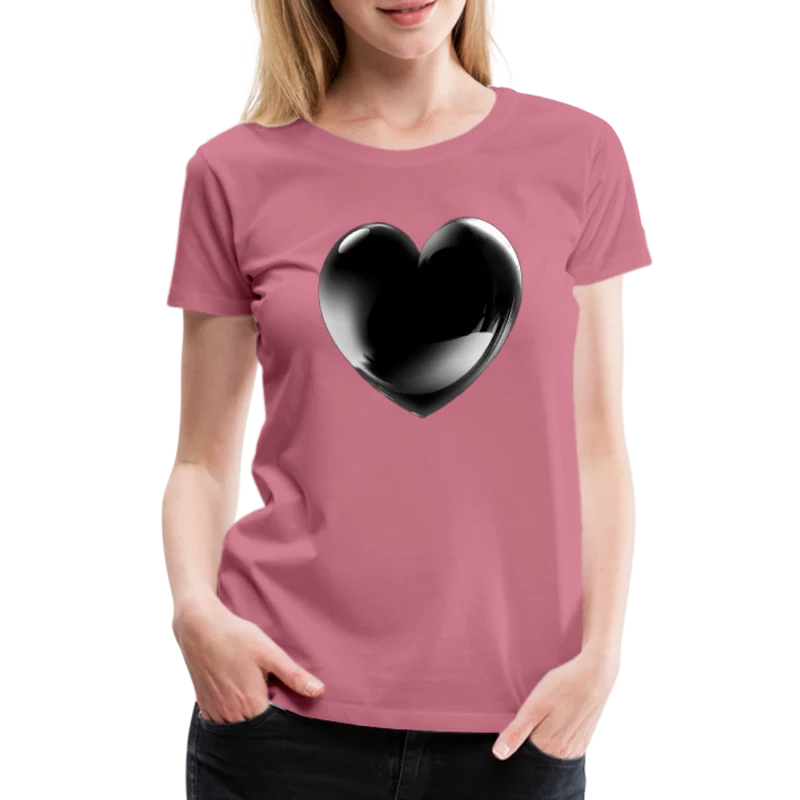 Damen Sommer Top 3D Herz T-Shirt Rundhals Streetwear lockeres Damentop