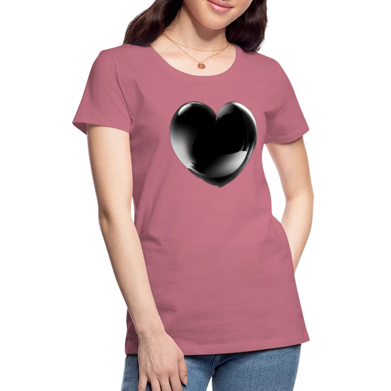 Damen Sommer Top 3D Herz T-Shirt Rundhals Streetwear lockeres Damentop