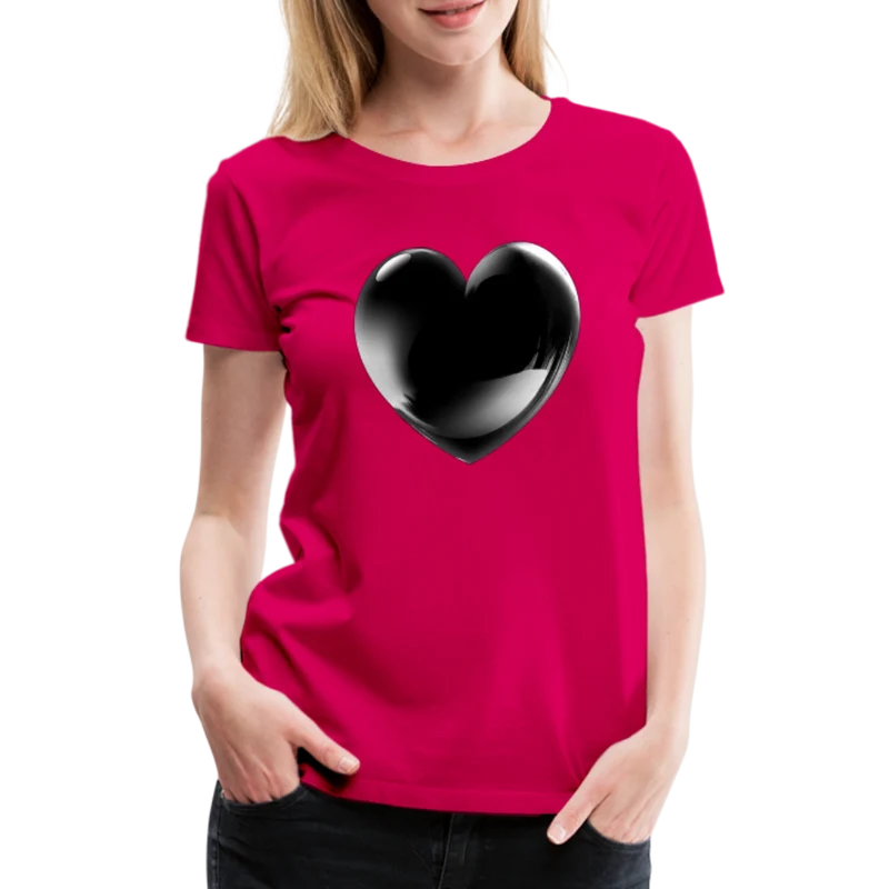 Damen Sommer Top 3D Herz T-Shirt Rundhals Streetwear lockeres Damentop